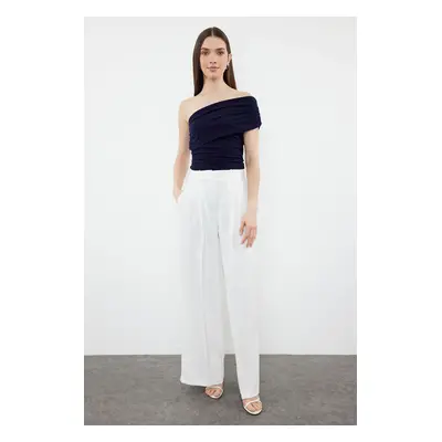 Trendyol Navy Blue One Shoulder Detailed Detailed Stretchy Knitted Blouse