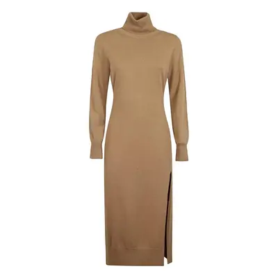 Michael Kors Dress - TURTLE NK SLIT MIDI DRS beige