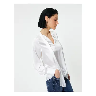 Koton Satin Blouse with Tie Detail Long Sleeve