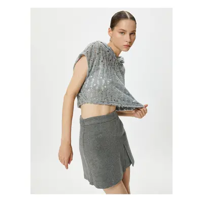 Koton Openwork Hooded Sleeveless Crop T-Shirt