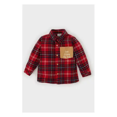 DEFACTO Baby Boy Flannel Plaid Pocket Detailed Long Sleeve Shirt