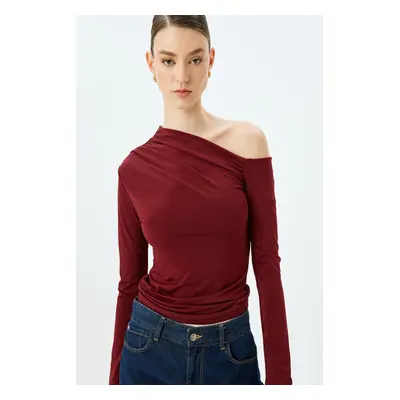 Koton Asymmetrical Off-the-Shoulder Blouse Long Sleeve