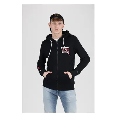 Tommy Jeans Sweatshirt - TJM ESSENTIAL GRAPHIC ZIP TROUGH black