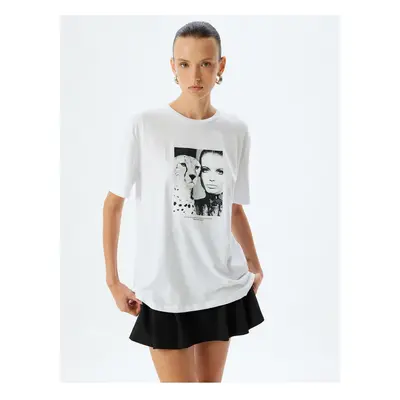 Koton Photo Printed T-Shirt Short Sleeve Crew Neck Cotton