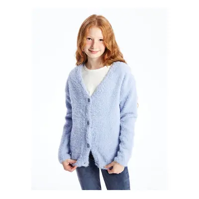 LC Waikiki Lcwk V Neck Long Sleeve Girl's Knitted Cardigan