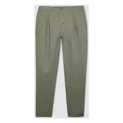 DEFACTO Crop Linen Trousers with Double Leg Pockets