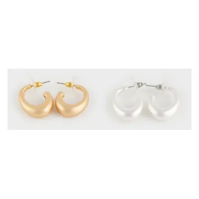 DEFACTO Women's 2-Piece Hoop Matte Earrings