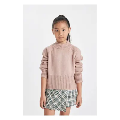 DEFACTO Girl Beige Standard Fit Crew Neck Knitwear Sweater