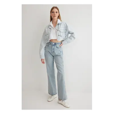 Trendyol Light Blue High Waist Wide Leg Jeans