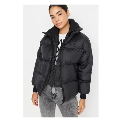 Trendyol Black Oversized Collar Detailed Puffy Coat