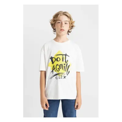 DEFACTO Boy's Oversize Fit Crew Neck Printed Short Sleeve T-Shirt