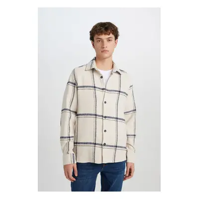 DEFACTO Modern Fit Polo Collar Lumberjack Long Sleeve Shirt