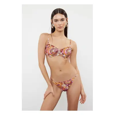 Trendyol Ethnic Patterned Balconette Tie-Up Hipster Bikini Set