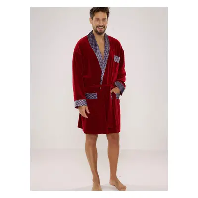 Men's bathrobe De Lafense Bonjour short 3XL-4XL burgundy