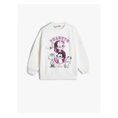 Koton Snoopy Sweatshirt Licensed Long Sleeve Crew Neck Raised