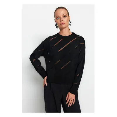 Trendyol Black Openwork/Perforated Knitwear Sweater