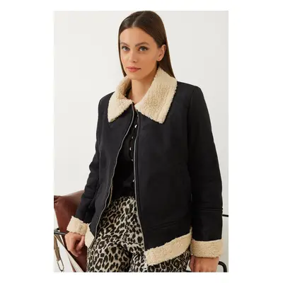 Bianco Lucci Women's Suede Plush Coat