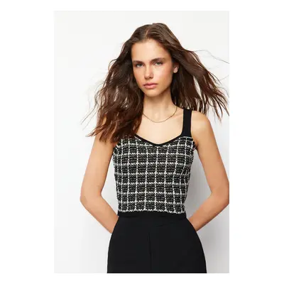 Trendyol Black Strap Crop Knitwear Blouse