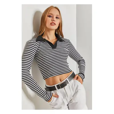 Bianco Lucci Women's Striped Camisole Ribbed Crop Blouse