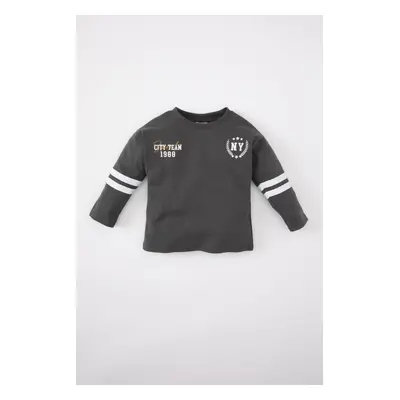 DEFACTO Baby Boy Crew Neck Printed Long Sleeve T-Shirt