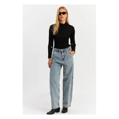 Cool & Sexy Women's Ice Blue Baggy Pants AUR5