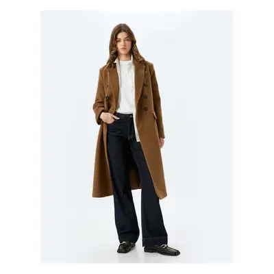 Koton Buttoned Double Breasted Long Cashmere Coat