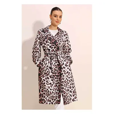 Bigdart Patterned Double Breasted Collar Trench Coat - Ecru