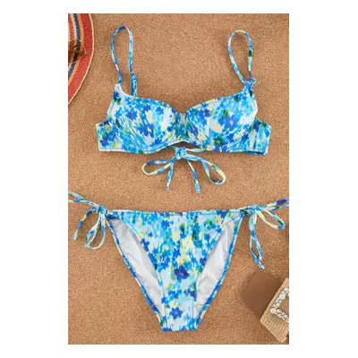 Trendyol Multicolor Floral Balconette Regular Waist Bikini Set