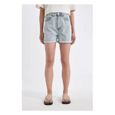 DEFACTO Mom Fit High Waist Folded Leg Jean Shorts