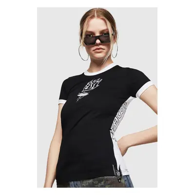 T-shirt - Diesel TSUPERYH TSHIRT black and white