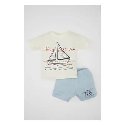 DEFACTO Baby Boy Printed Short Sleeve T-shirt Shorts 2-Piece Set