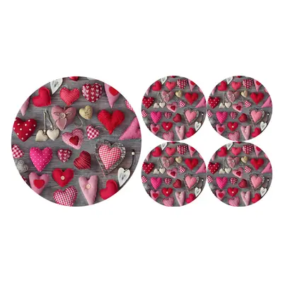 Bertoni Home Unisex's 1+4 Round Table Pads Set Valentine Hearts