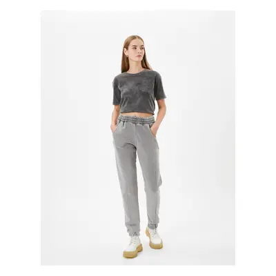 Koton Jogger Sweatpants Faded Effect High Waist with Pockets. Comfortable Fit. Cotton.