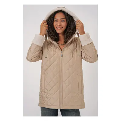 Bigdart Hooded Quilted Coat - Beige