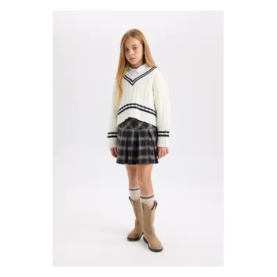 DEFACTO Girl's Checked College Skirt