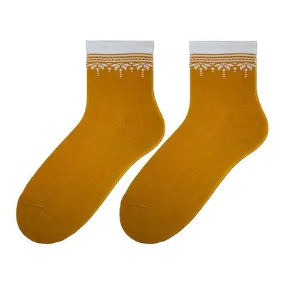 Socks Bratex D-005 Women Women's Winter Half-Terry Fabric Pattern yellow