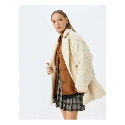 Koton Double Breasted Buttoned Pocket Detailed Boucle Coat