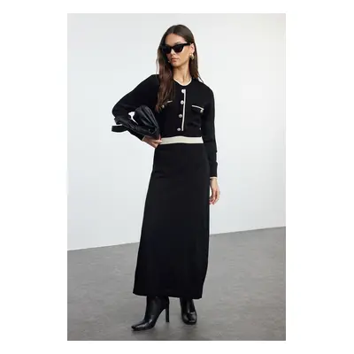 Trendyol Black Buttoned Knit Dress