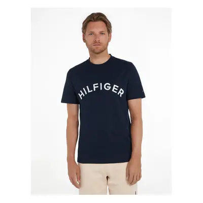 Tmavě modré pánské tričko Tommy Hilfiger Arched Tee - Pánské