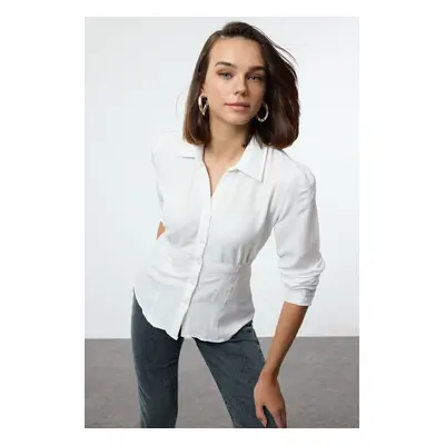 Trendyol Ecru Cotton Waist Fitted Shirt