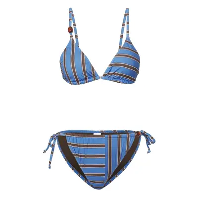 Trendyol Blue-Multicolor*St Striped Triangle Accessory Normal Waist Bikini Set