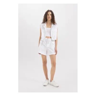 DEFACTO Paperbag High Waist Wide Leg Poplin Shorts