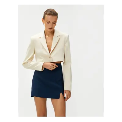 Koton Crop Blazer Jacket Single Button