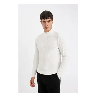 DEFACTO Standard Fit Regular Cut Half Turtleneck Jacquard Knit Sweater