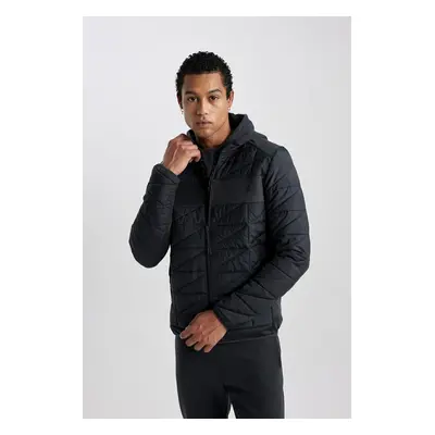 DEFACTO Fit Water Repellent Jacket Windproof Slim Fit Slim Cut Hooded Zippered Pocket Ribbed