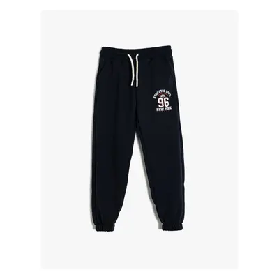 Koton Jogger Sweatpants Slogan Printed Pocket Tied Waist