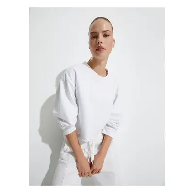 Koton Oversize Crop Sweatshirt Raised Basic Long Sleeve Cotton