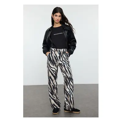 Trendyol Multicolored Tiger Patterned Straight Cut Woven Trousers