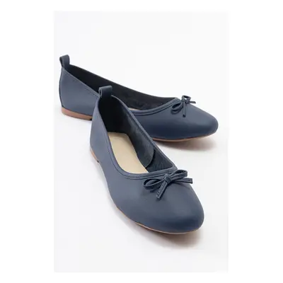 LuviShoes Navy Blue Skin Women's Ballet Flats