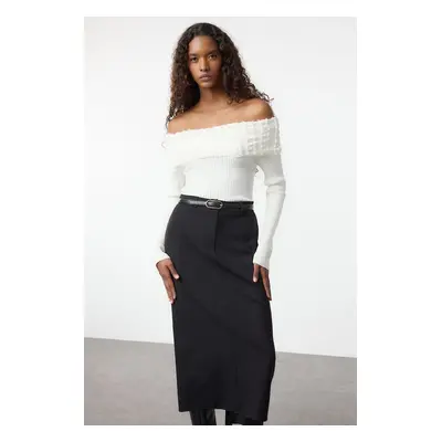 Trendyol Ecru Carmen Collar Draped Detail Knitwear Sweater